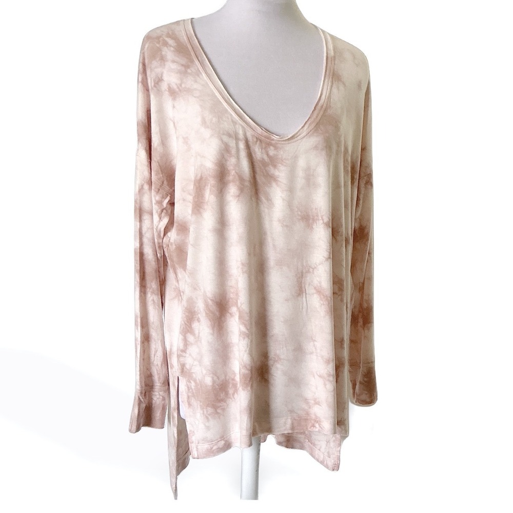 American Eagle Soft & Sexy Tie Dye V-Neck Tunic Top Mauve Pink XXS Oversized